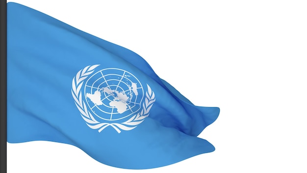 National flag background imagewind blowing flags3d renderingFlag of the United Nations