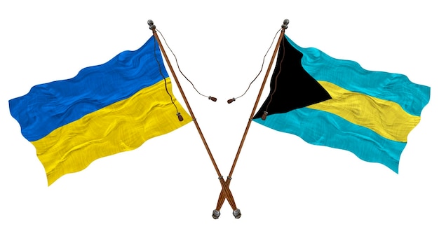 National flag of Bahamas and Ukraine Background for designers