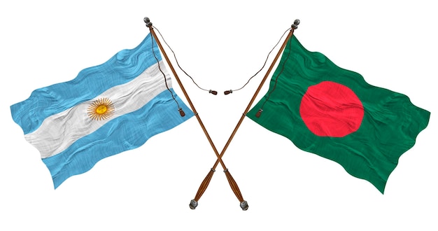 National Flag of Bangladesh and Argentina Background for designers