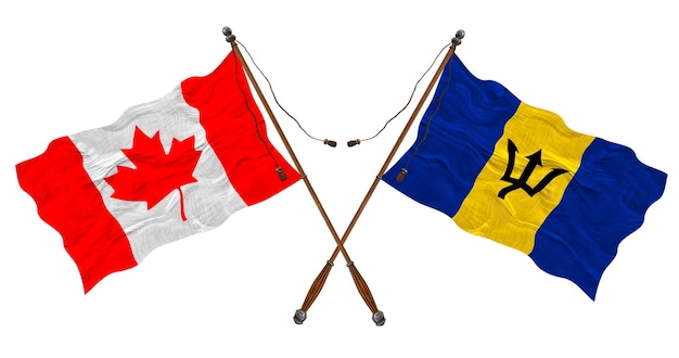 National flag of Barbados and Canada Background for designers