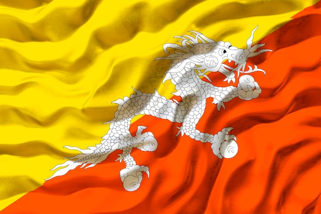 National flag of Bhutan Background with flag of Bhutan