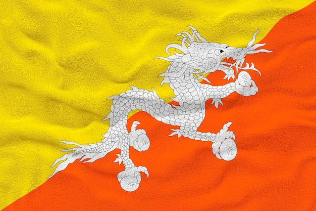 National flag of Bhutan Background with flag of Bhutan