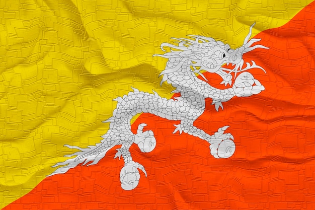 National flag of Bhutan Background with flag of Bhutan