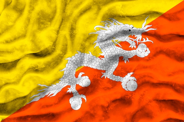 National flag of Bhutan Background with flag of Bhutan