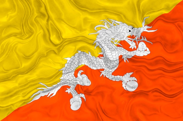 National flag of Bhutan Background with flag of Bhutan