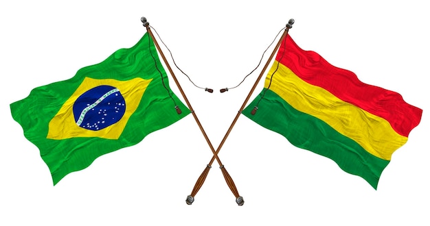 National flag of Bolivia and Brazil Background for designers