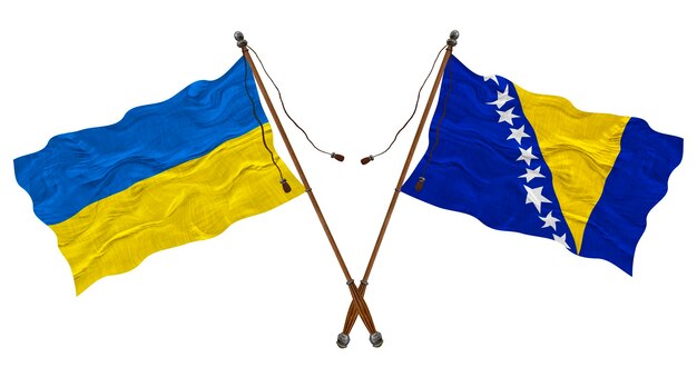 National flag of Bosnia and Herzegovina and Ukraine Background for designers