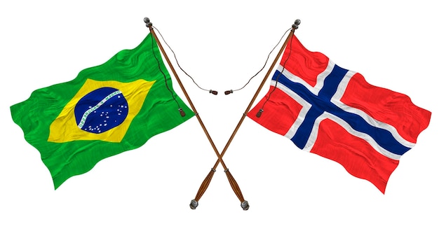 National flag of Bouvet island and Brazil Background for designers