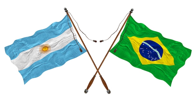 National flag of Brazil and Argentina Background for designers