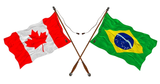 National flag of Brazil and Canada Background for designers