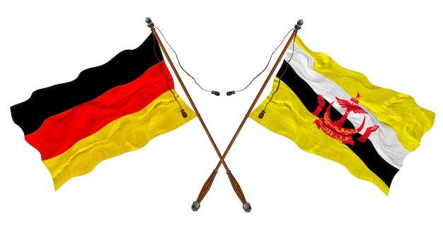 National flag of Brunei and Germany Background for designers