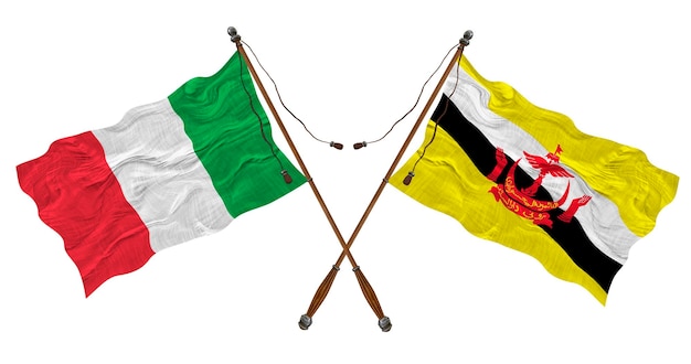 National flag of Brunei and Italy Background for designers