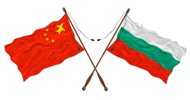 National flag of Bulgaria and China Background for designers