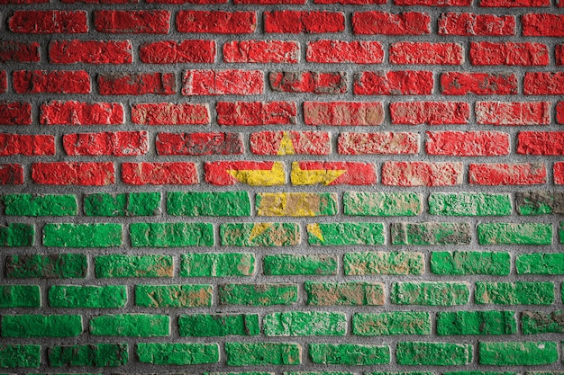 National flag of Burkino Faso
 on an old brick wall