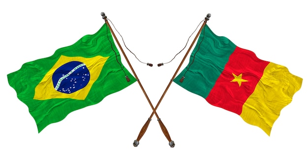 National flag of Cameroon and Brazil Background for designers