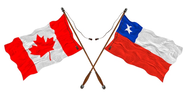 National flag of Chile and Canada Background for designers