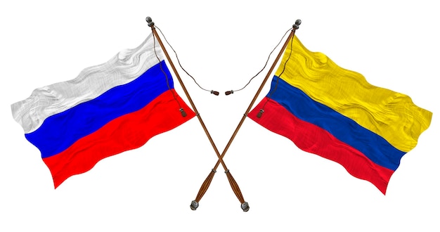 National flag of Colombia and Russia Background for designers