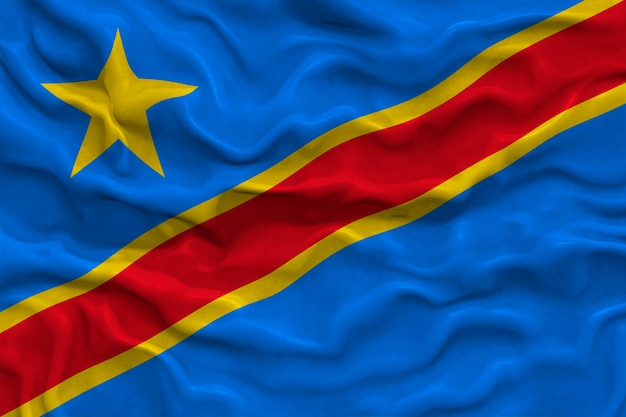 National flag of Congo Democratic Republic Background with flag of Congo Democratic Republic