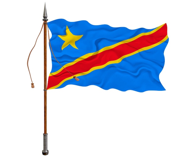 National flag of Congo Democratic Republic Background with flag of Congo Democratic Republic