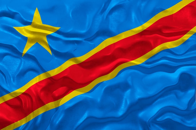 National flag of Congo Democratic Republic Background with flag of Congo Democratic Republic