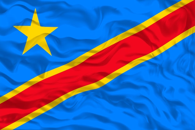 National flag of Congo Democratic Republic Background with flag of Congo Democratic Republic