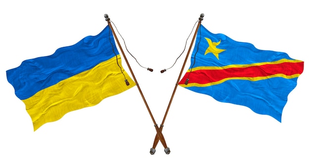 National flag of Congo Democratic Republic and Ukraine Background for designers