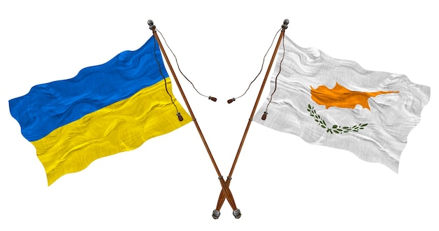 National flag of Cyprus and Ukraine Background for designers