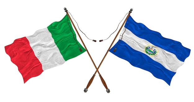 National flag of El Salvador and Italy Background for designers