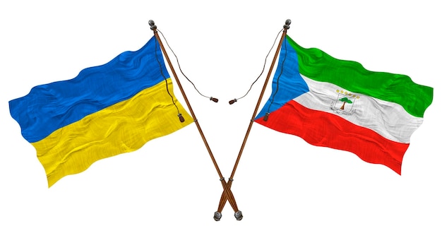 National flag of Equatorial Guinea and Ukraine Background for designers