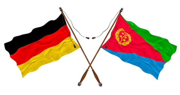 National flag of Eritrea and Germany Background for designers