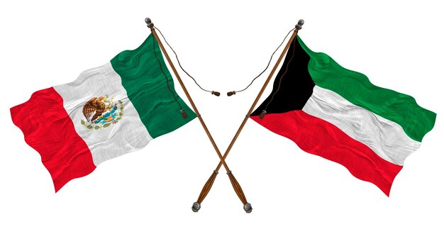 National flag Flag of Kuwait and Mexico Background for designers