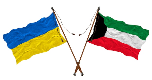 National flag Flag of Kuwait and Ukraine Background for designers