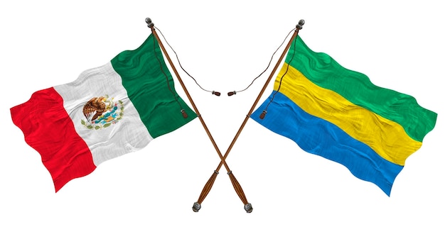 National flag of Gabon and Mexico Background for designers