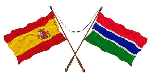 National flag of Gambia and Spain Background for designers