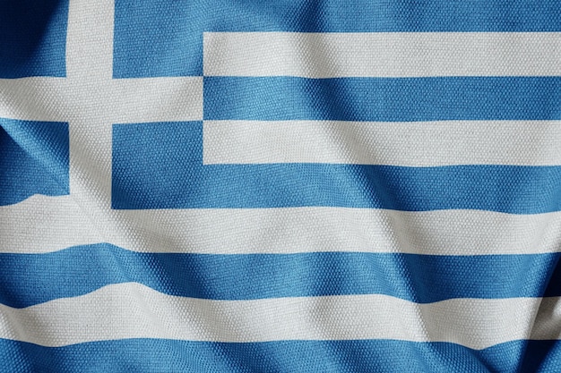 National flag of Greece flutters in the wind Wavy Israeli Flag Closeup front view