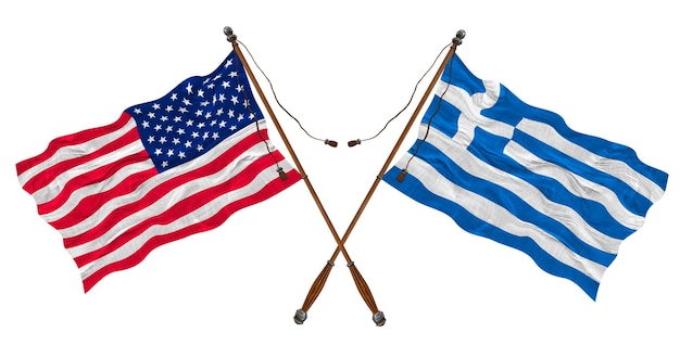 National flag of Greece and United States of America Background for designers