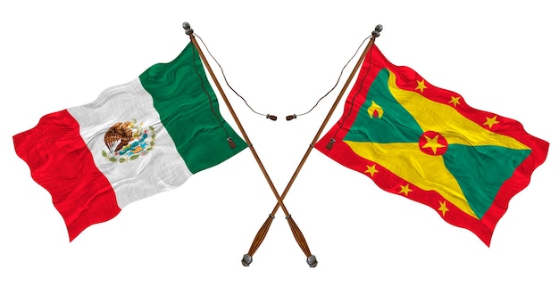 National flag of Grenada and Mexico Background for designers