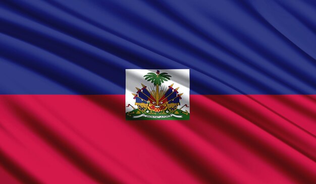 National flag of Haiti Realistic silk country national colours with emblem