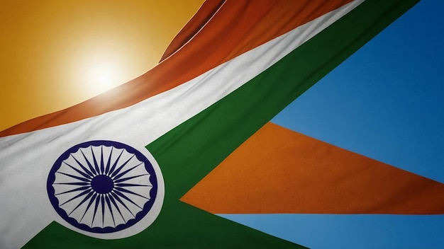 National flag of India on orange background