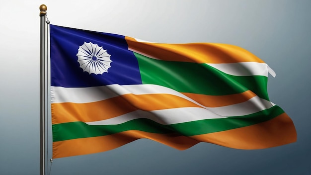 National flag of India on orange background