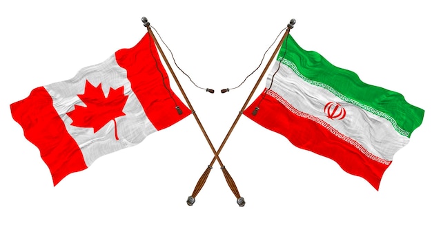 National flag of Iran and Canada Background for designers