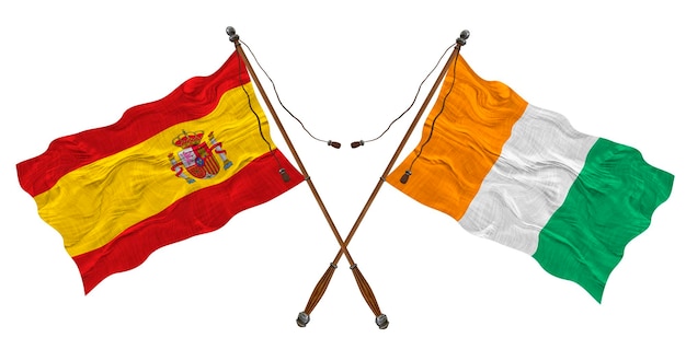 National flag of Ivory Coast and Spain Background for designers