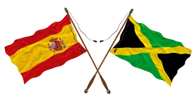 National flag of Jamaica and Spain Background for designers