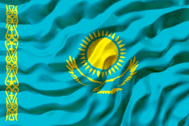 National flag of Kazakhstan Background with flag of Kazakhstan