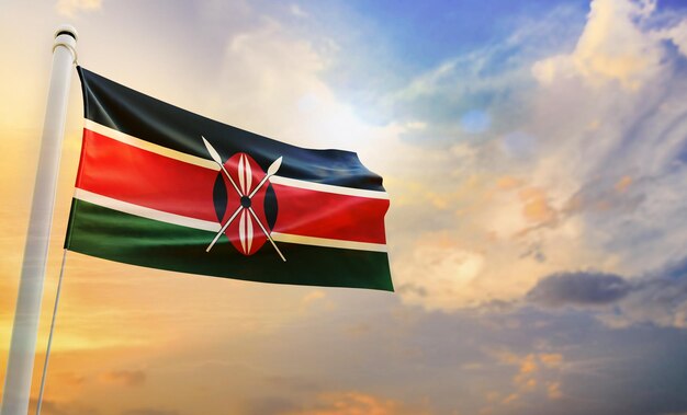 A National flag of kenya, isolated 3d waving flag,