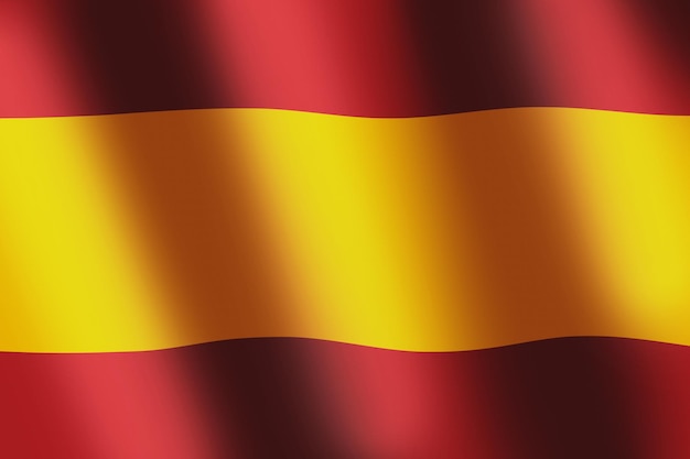 National flag of Kingdom of Spain Spanish flag with three horizontal red yellow stripes with smooth wind wave for banner or background Waves ripples on flag