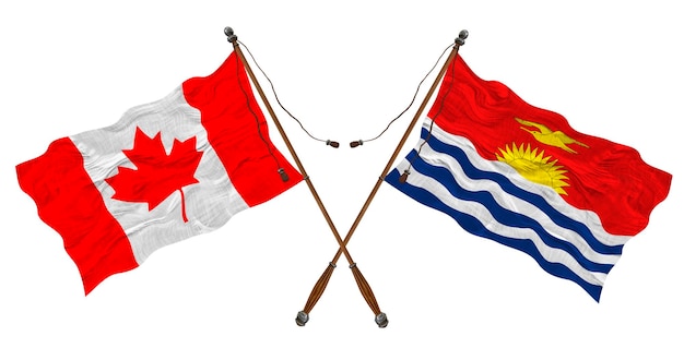 National flag of Kiribati and Canada Background for designers