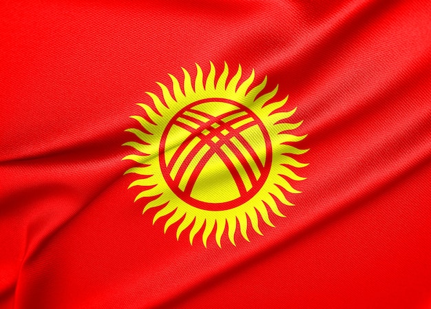 Photo national flag kyrgyzstan kyrgyzstan flag fabric flag kyrgyzstan 3d work and 3d image