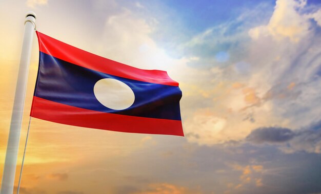 A National flag of laos, isolated 3d waving flag,