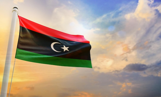 A National flag of libya, isolated 3d waving flag,